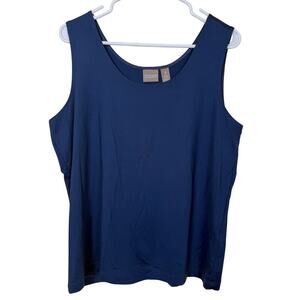 Chicos Basic Knit Tank Top Size 3 Dusty Blue Microfiber VGUC